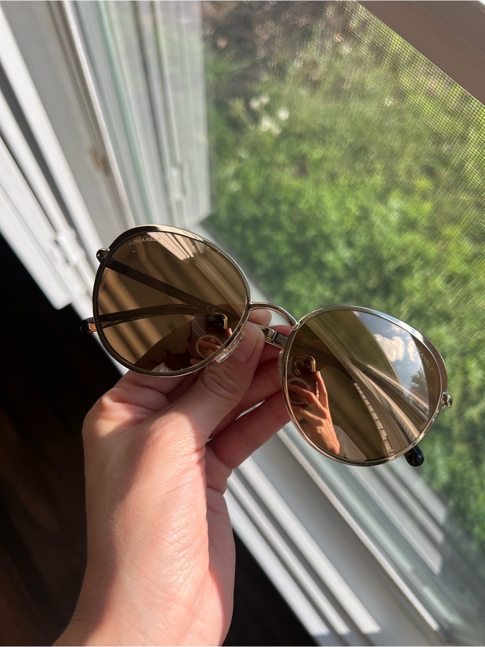 hanel 4206 Gold Mirror Sunglasses 18K Gold Plated Lenses w/ Box & Pouch